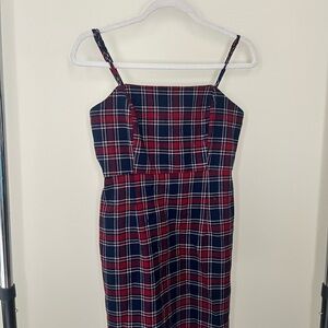 Forever 21 Red and Blue Plaid Midi Dress